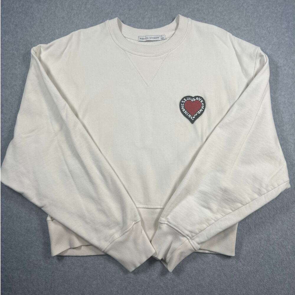 Rebecca Minkoff Sweatshirt Women's Large White Love and Kindness Graphic Casaul
